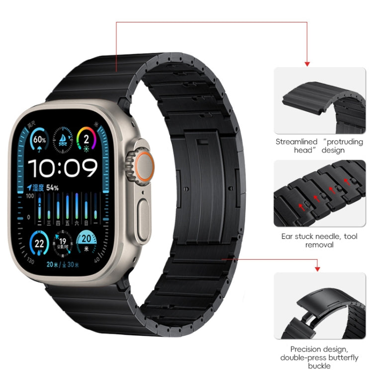 For Apple Watch Ultra 2 49mm PG65 Single Bead Bamboo Joint Spring Bars Titanium Metal Watch Band(Black) by bashfashion