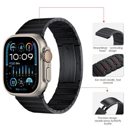 For Apple Watch Ultra 2 49mm PG65 Single Bead Bamboo Joint Spring Bars Titanium Metal Watch Band(Black) by bashfashion