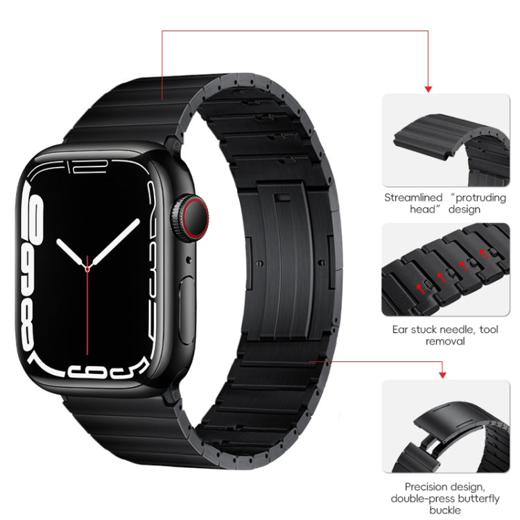 For Apple Watch Series 9 45mm PG65 Single Bead Bamboo Joint Spring Bars Titanium Metal Watch Band(Black) by bashfashion