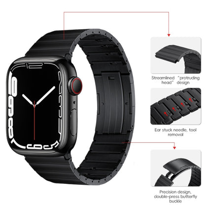 For Apple Watch Series 9 45mm PG65 Single Bead Bamboo Joint Spring Bars Titanium Metal Watch Band(Black) by bashfashion