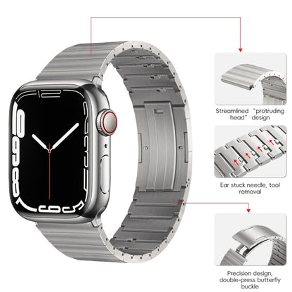 For Apple Watch Series 9 45mm PG65 Single Bead Bamboo Joint Spring Bars Titanium Metal Watch Band(Silver) by bashfashion