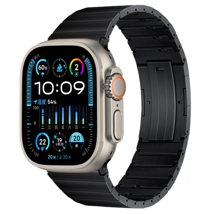 For Apple Watch Ultra 49mm PG65 Single Bead Bamboo Joint Spring Bars Titanium Metal Watch Band(Black) by bashfashion