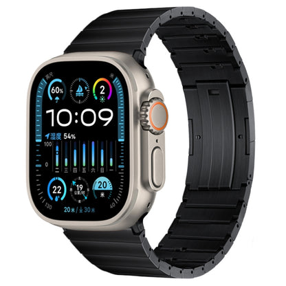For Apple Watch Ultra 49mm PG65 Single Bead Bamboo Joint Spring Bars Titanium Metal Watch Band(Black) by bashfashion