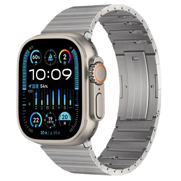 For Apple Watch Ultra 49mm PG65 Single Bead Bamboo Joint Spring Bars Titanium Metal Watch Band(Silver) by bashfashion