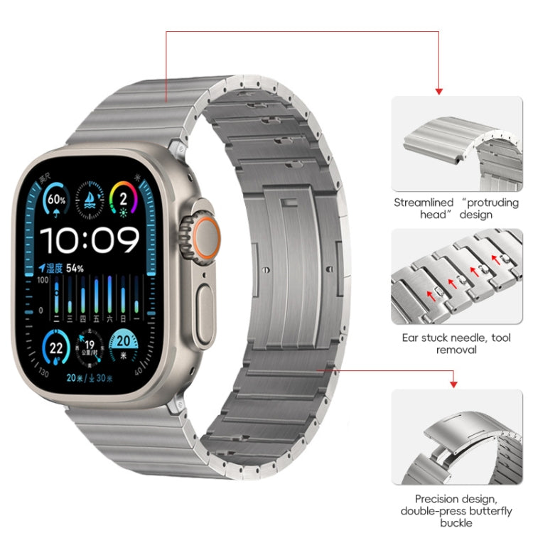 For Apple Watch Ultra 49mm PG65 Single Bead Bamboo Joint Spring Bars Titanium Metal Watch Band(Silver) by bashfashion