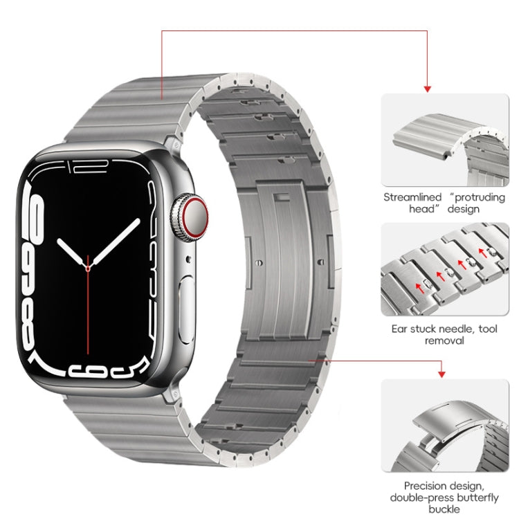 For Apple Watch SE 2022 40mm PG65 Single Bead Bamboo Joint Spring Bars Titanium Metal Watch Band(Silver) by bashfashion