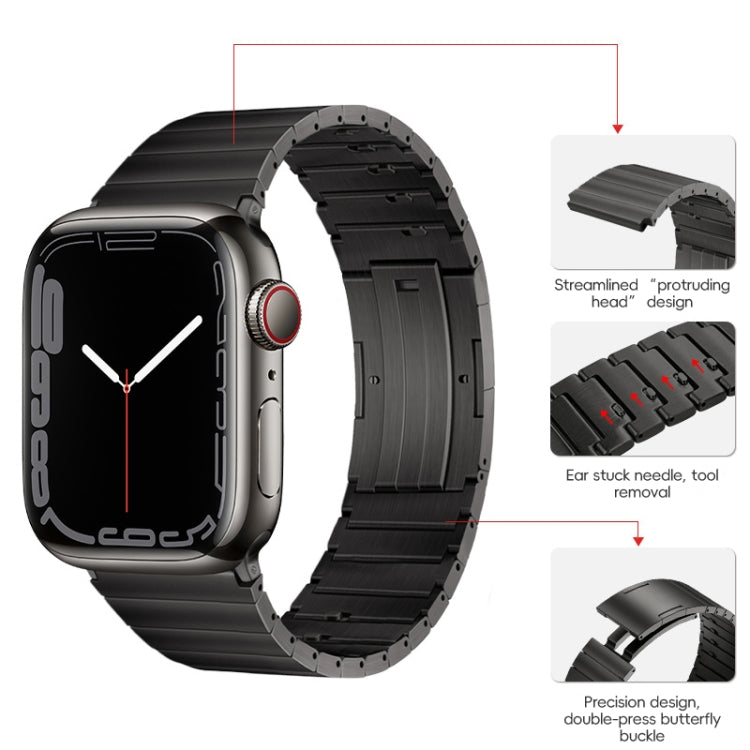For Apple Watch SE 2022 44mm PG65 Single Bead Bamboo Joint Spring Bars Titanium Metal Watch Band(Graphite Black) by bashfashion