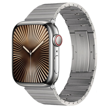 For Apple Watch Series 10 42mm PG65 Single Bead Bamboo Joint Spring Bars Titanium Metal Watch Band(Silver) by bashfashion