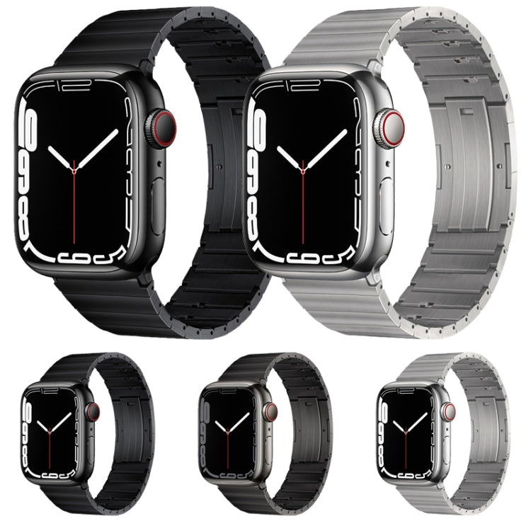 For Apple Watch Series 3 38mm PG65 Single Bead Bamboo Joint Spring Bars Titanium Metal Watch Band(Black) by bashfashion