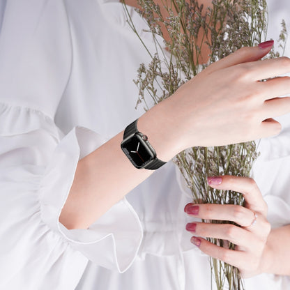 For Apple Watch Series 9 41mm PG65 Single Bead Bamboo Joint Spring Bars Titanium Metal Watch Band(Black) by bashfashion