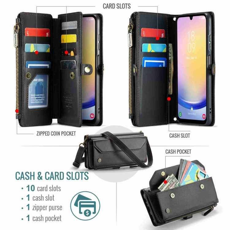 For Samsung Galaxy A25 CaseMe C36 Card Slots Zipper Wallet RFID Anti-theft Leather Phone Case(Black) by CaseMe