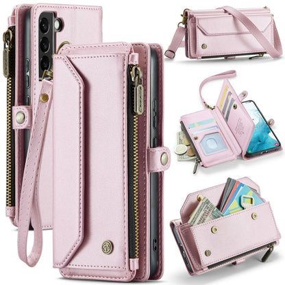 For Samsung Galaxy S22 5G CaseMe C36 Card Slots Zipper Wallet RFID Anti-theft Leather Phone Case(Pink) by CaseMe