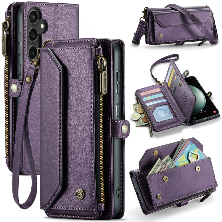 For Samsung Galaxy S23 FE 5G CaseMe C36 Card Slots Zipper Wallet RFID Anti-theft Leather Phone Case(Purple) by CaseMe