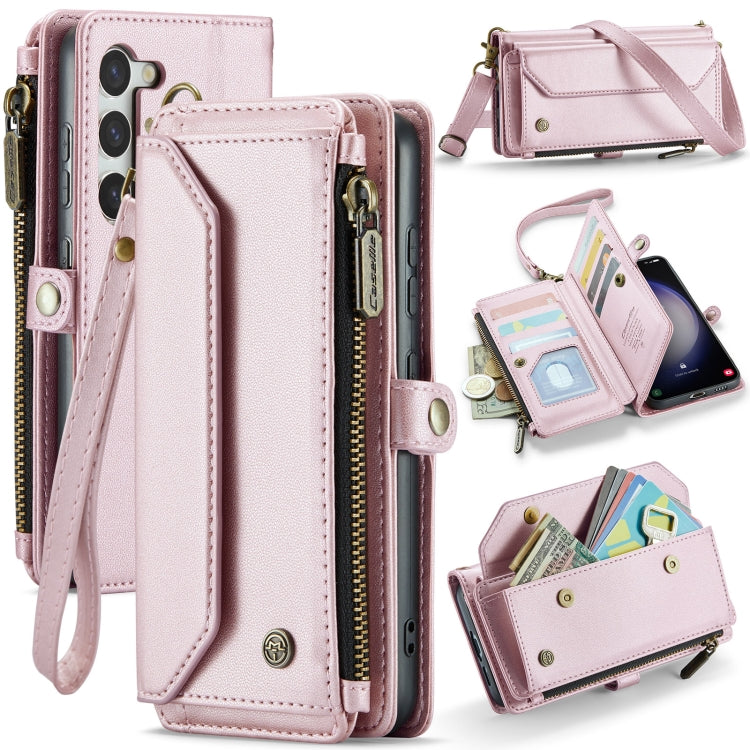 For Samsung Galaxy S23+ 5G CaseMe C36 Card Slots Zipper Wallet RFID Anti-theft Leather Phone Case(Pink) by CaseMe