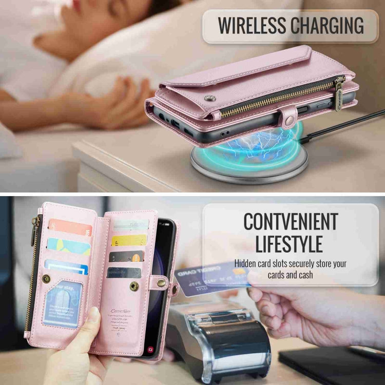 For Samsung Galaxy S23+ 5G CaseMe C36 Card Slots Zipper Wallet RFID Anti-theft Leather Phone Case(Pink) by CaseMe