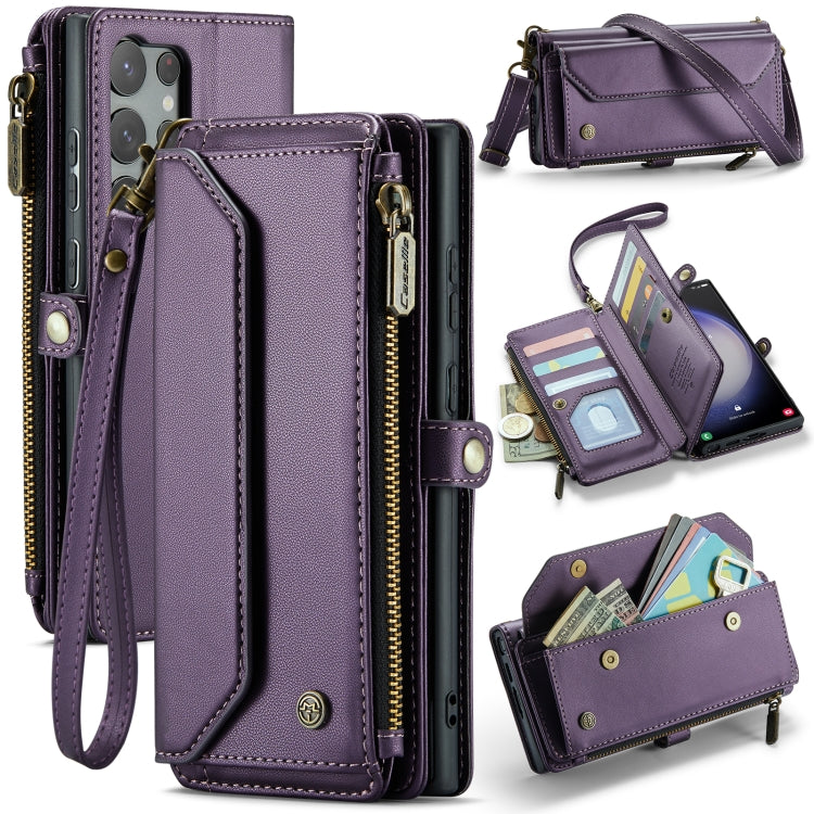 For Samsung Galaxy S23 Ultra 5G CaseMe C36 Card Slots Zipper Wallet RFID Anti-theft Leather Phone Case(Purple) by CaseMe
