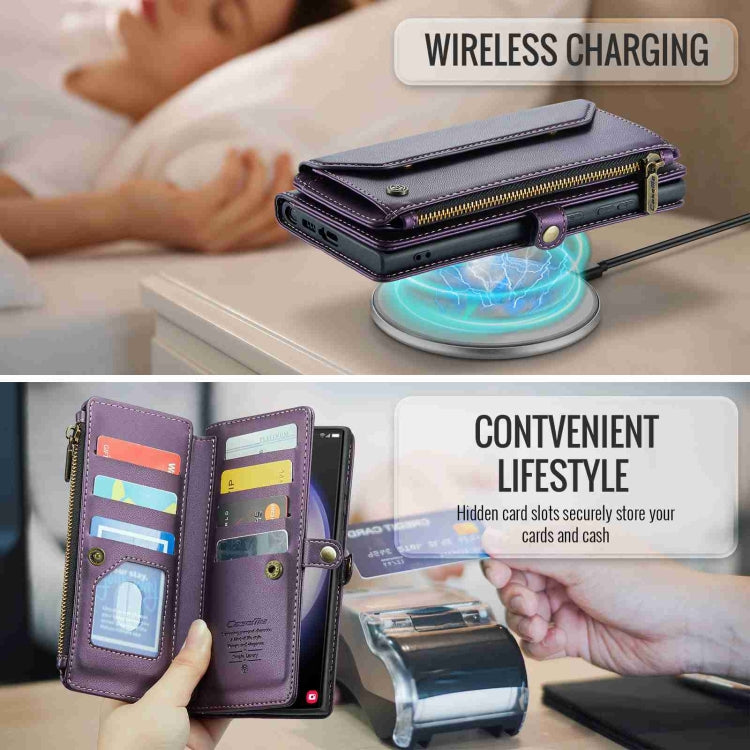 For Samsung Galaxy S23 Ultra 5G CaseMe C36 Card Slots Zipper Wallet RFID Anti-theft Leather Phone Case(Purple) by CaseMe