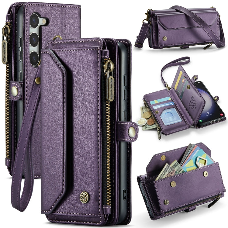 For Samsung Galaxy S23 5G CaseMe C36 Card Slots Zipper Wallet RFID Anti-theft Leather Phone Case(Purple) by CaseMe