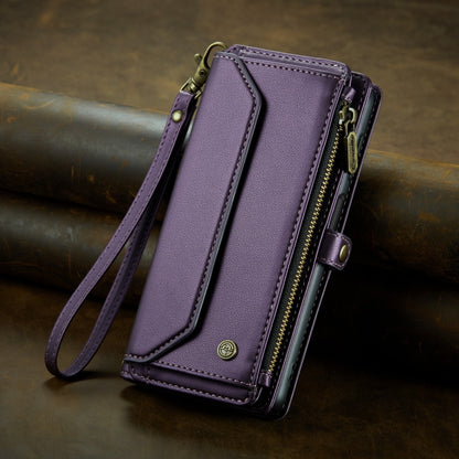For Samsung Galaxy S23 5G CaseMe C36 Card Slots Zipper Wallet RFID Anti-theft Leather Phone Case(Purple) by CaseMe