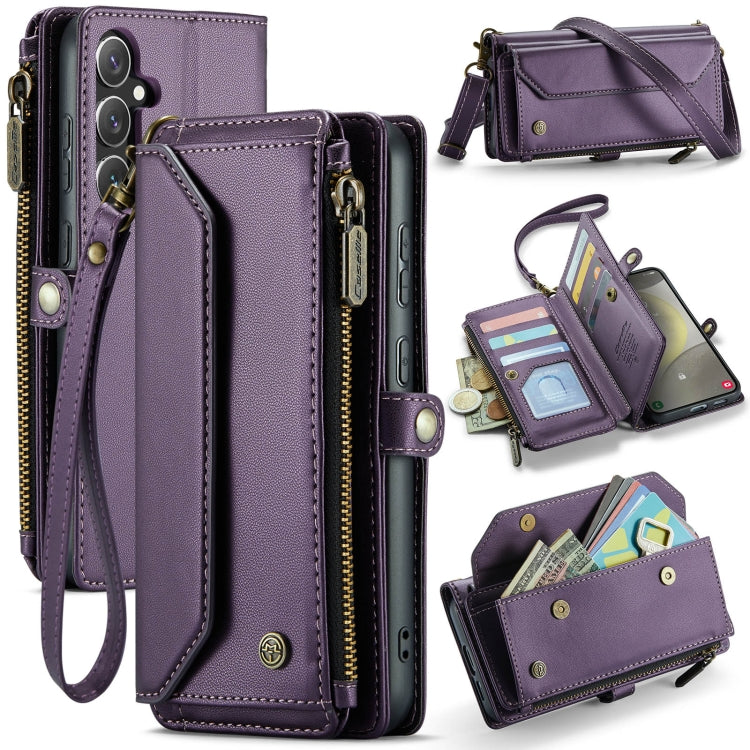 For Samsung Galaxy S24 5G CaseMe C36 Card Slots Zipper Wallet RFID Anti-theft Leather Phone Case(Purple) by CaseMe
