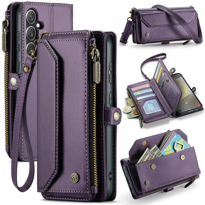 For Samsung Galaxy S24 5G CaseMe C36 Card Slots Zipper Wallet RFID Anti-theft Leather Phone Case(Purple) by CaseMe