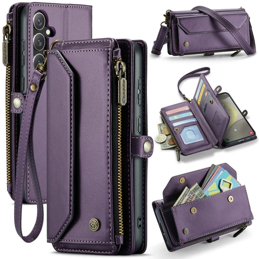 For Samsung Galaxy S24 5G CaseMe C36 Card Slots Zipper Wallet RFID Anti-theft Leather Phone Case(Purple) by CaseMe