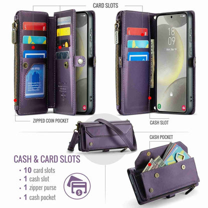 For Samsung Galaxy S24 5G CaseMe C36 Card Slots Zipper Wallet RFID Anti-theft Leather Phone Case(Purple) by CaseMe