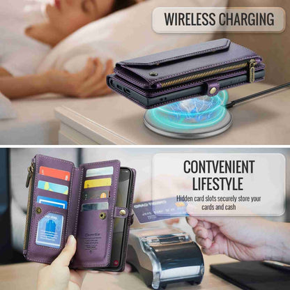 For Samsung Galaxy S24 5G CaseMe C36 Card Slots Zipper Wallet RFID Anti-theft Leather Phone Case(Purple) by CaseMe