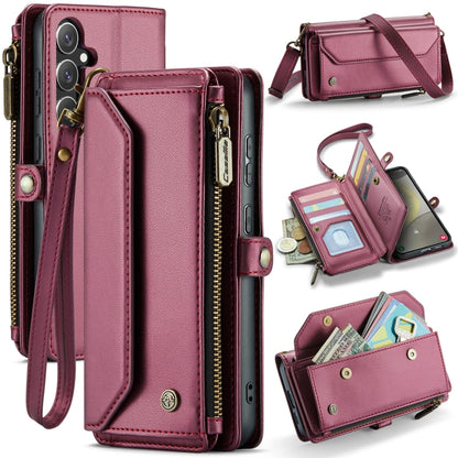 For Samsung Galaxy S24+ 5G CaseMe C36 Card Slots Zipper Wallet RFID Anti-theft Leather Phone Case(Wine Red) by CaseMe