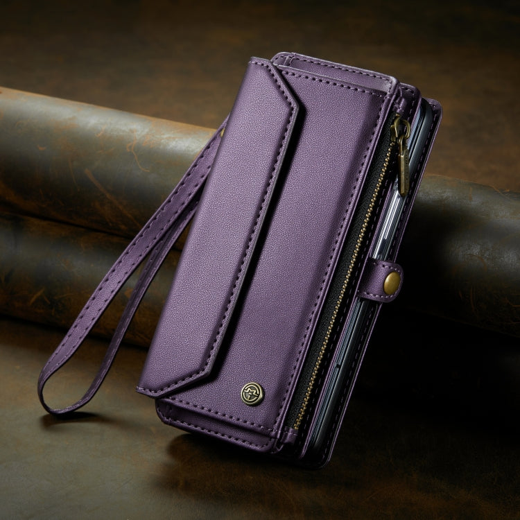 For Samsung Galaxy Z Fold4 CaseMe C36 Card Slots Zipper Wallet RFID Anti-theft Leather Phone Case(Purple) by CaseMe