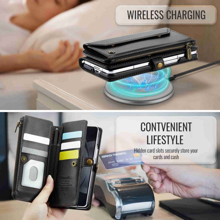 For Samsung Galaxy Z Fold5 CaseMe C36 Card Slots Zipper Wallet RFID Anti-theft Leather Phone Case(Black) by CaseMe