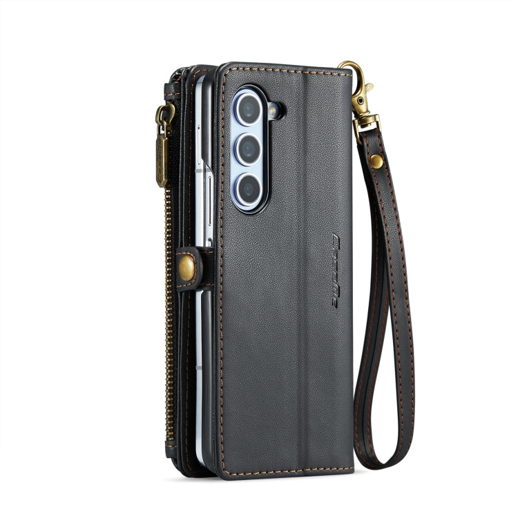 For Samsung Galaxy Z Fold6 5G CaseMe C36 Card Slots Zipper Wallet RFID Anti-theft Leather Phone Case(Black) by CaseMe