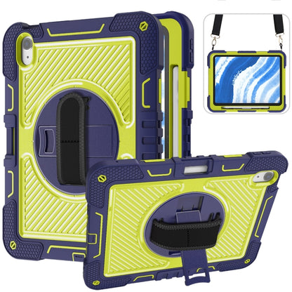 For iPad Air 11 2025 / 2024 360 Degree Rotation PC Contrast Silicone Tablet Case(Navy Blue + Yellow Green) by bashfashion