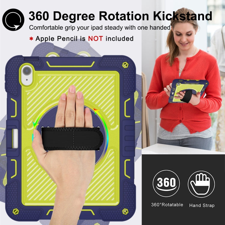 For iPad Air 11 2025 / 2024 360 Degree Rotation PC Contrast Silicone Tablet Case(Navy Blue + Yellow Green) by bashfashion