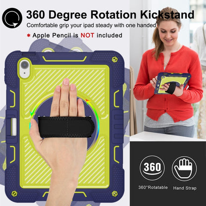For iPad Air 11 2025 / 2024 360 Degree Rotation PC Contrast Silicone Tablet Case(Navy Blue + Yellow Green) by bashfashion