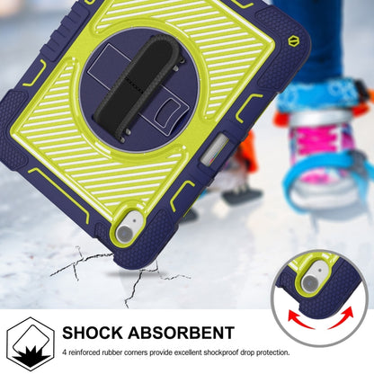 For iPad Air 11 2025 / 2024 360 Degree Rotation PC Contrast Silicone Tablet Case(Navy Blue + Yellow Green) by bashfashion