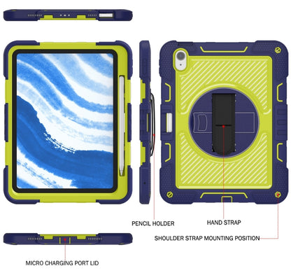 For iPad Air 11 2025 / 2024 360 Degree Rotation PC Contrast Silicone Tablet Case(Navy Blue + Yellow Green) by bashfashion