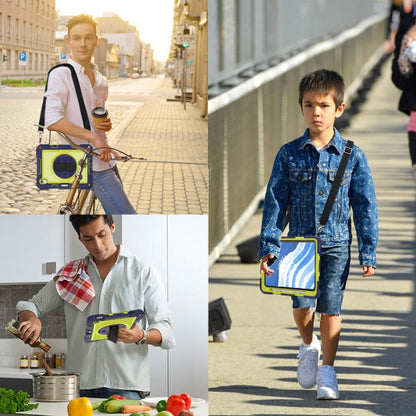 For iPad Air 11 2025 / 2024 360 Degree Rotation PC Contrast Silicone Tablet Case(Navy Blue + Yellow Green) by bashfashion