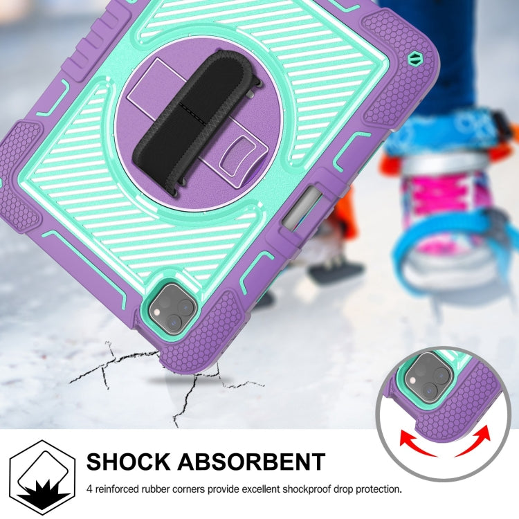 For iPad Pro 11 2025 / 2024 360 Degree Rotation PC Contrast Silicone Tablet Case(Purple + Mint Green) by bashfashion