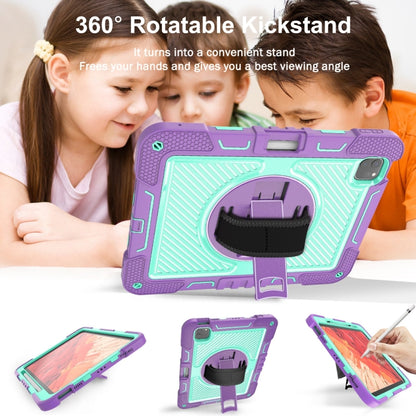 For iPad Pro 11 2025 / 2024 360 Degree Rotation PC Contrast Silicone Tablet Case(Purple + Mint Green) by bashfashion