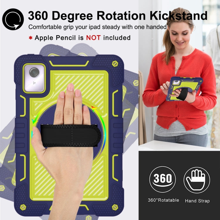 For Lenovo Tab M11 / Xiaoxin Pad 11 2024 360 Degree Rotation PC Contrast Silicone Tablet Case(Navy Blue + Yellow Green) by bashfashion