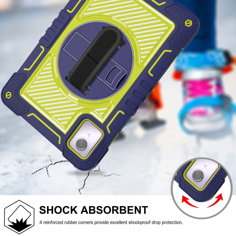 For Lenovo Tab M11 / Xiaoxin Pad 11 2024 360 Degree Rotation PC Contrast Silicone Tablet Case(Navy Blue + Yellow Green) by bashfashion