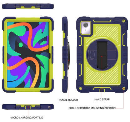 For Lenovo Tab M11 / Xiaoxin Pad 11 2024 360 Degree Rotation PC Contrast Silicone Tablet Case(Navy Blue + Yellow Green) by bashfashion