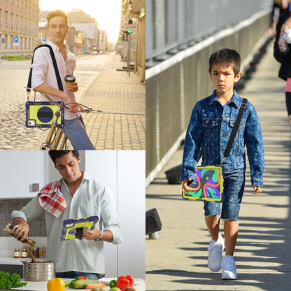 For Lenovo Tab M11 / Xiaoxin Pad 11 2024 360 Degree Rotation PC Contrast Silicone Tablet Case(Navy Blue + Yellow Green) by bashfashion