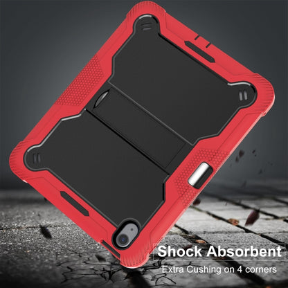 For iPad Air 11 2025 / 2024 Shockproof Silicone Hybrid PC Tablet Case with Holder(Black + Red) by bashfashion