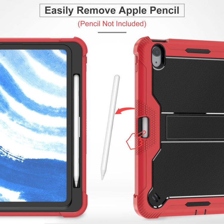 For iPad Air 11 2025 / 2024 Shockproof Silicone Hybrid PC Tablet Case with Holder(Black + Red) by bashfashion