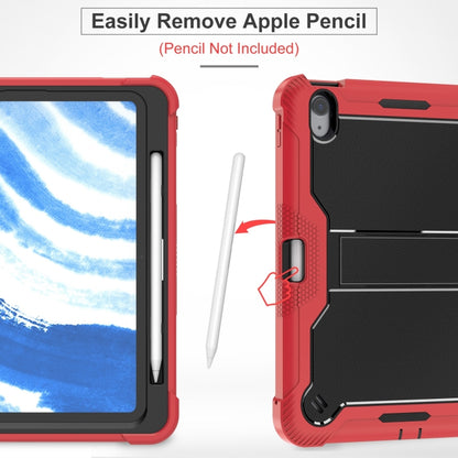 For iPad Air 11 2025 / 2024 Shockproof Silicone Hybrid PC Tablet Case with Holder(Black + Red) by bashfashion
