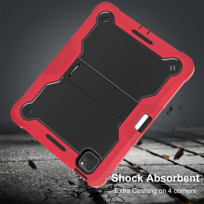 For iPad Pro 11 2025 / 2024 Shockproof Silicone Hybrid PC Tablet Case with Holder(Black + Red) by bashfashion