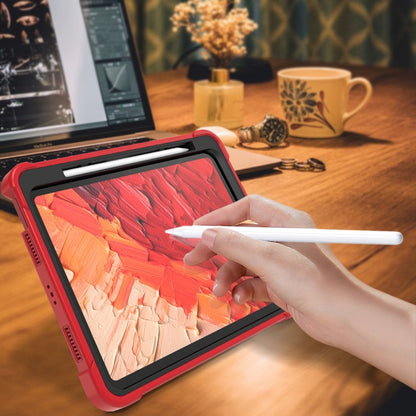 For iPad Pro 11 2025 / 2024 Shockproof Silicone Hybrid PC Tablet Case with Holder(Black + Red) by bashfashion