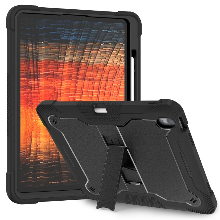 For iPad Air 13 2025 / 2024 Shockproof Silicone Hybrid PC Tablet Case with Holder(Black) by bashfashion